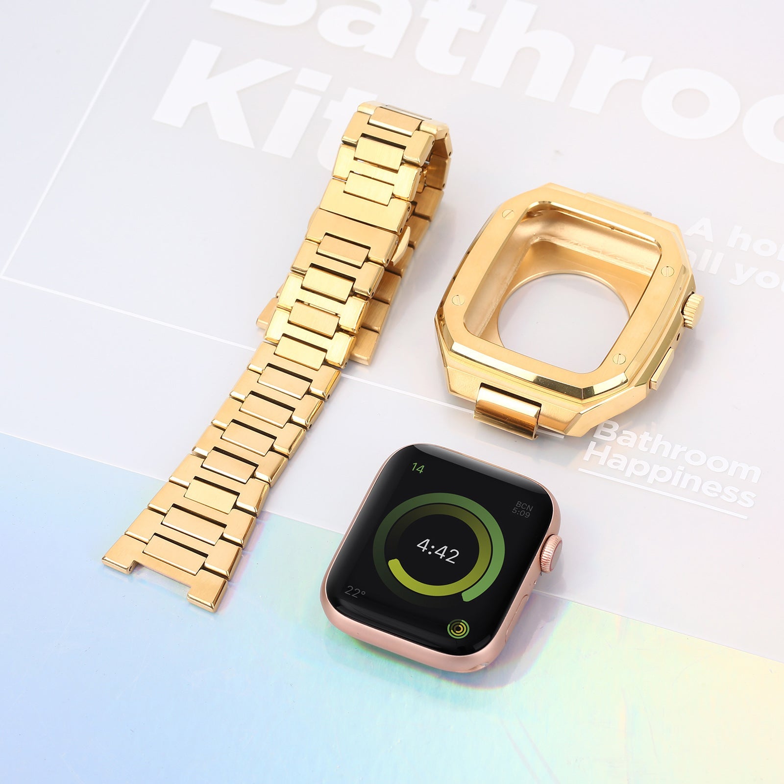 Auriglo Premium Metal Case And Stainless Steel Straps For iWatch 40MM gold