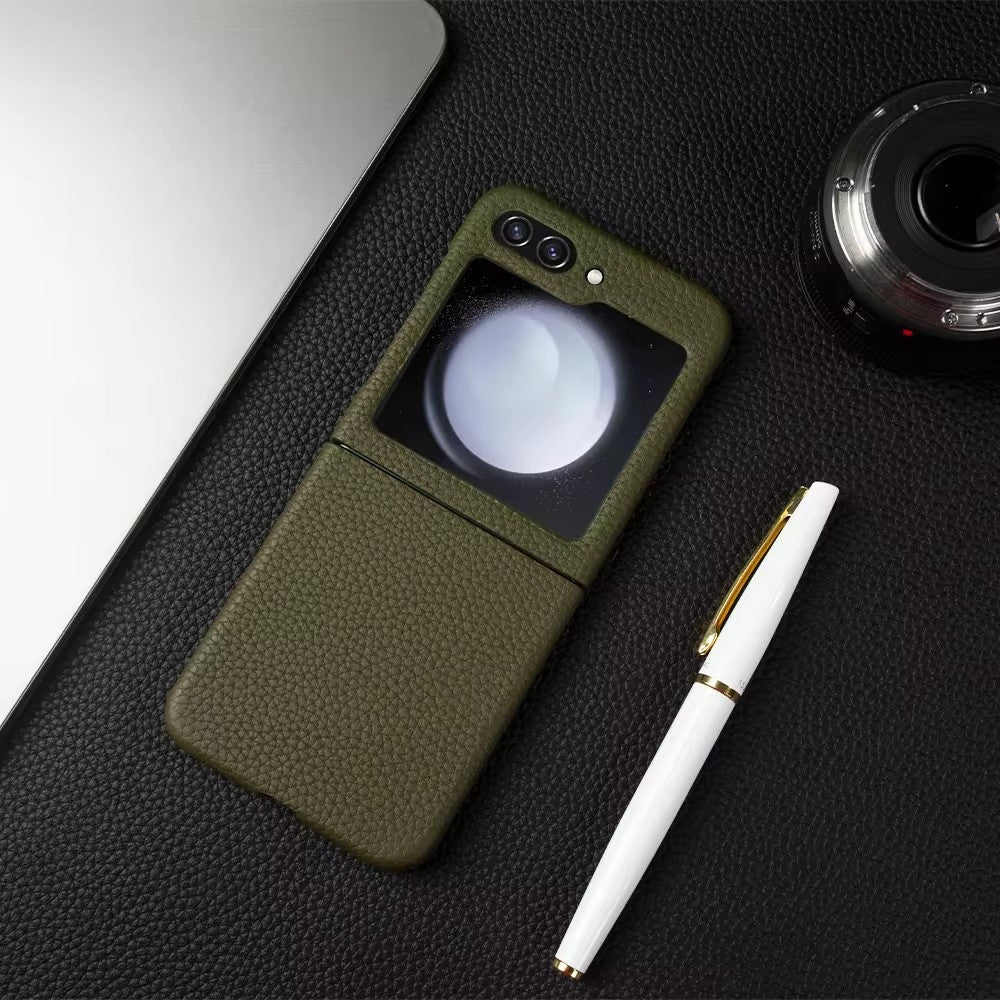 Luxury Real Leather Folding Flip Series Case For Samsung (Lychee Pattern)