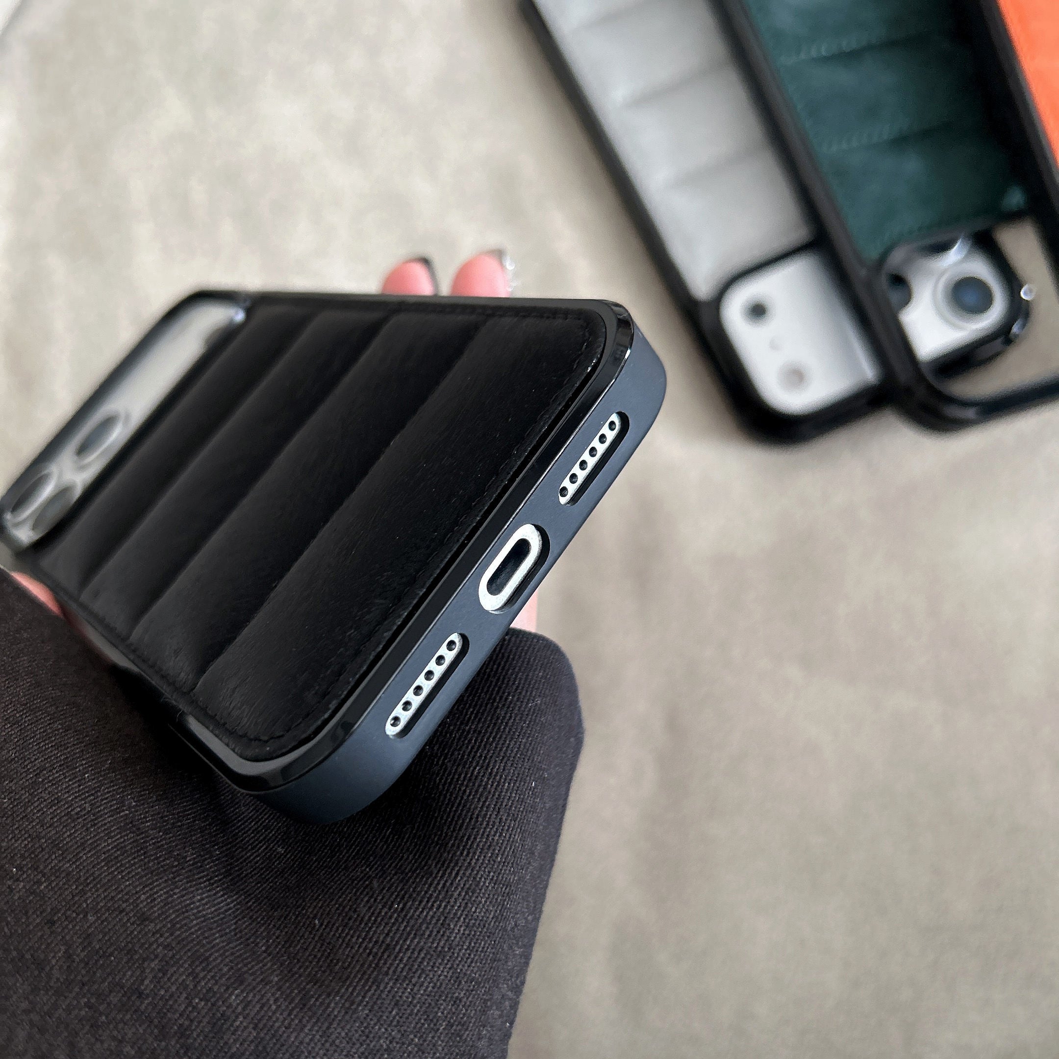 Texture Down Jacket Design Case For iPhone