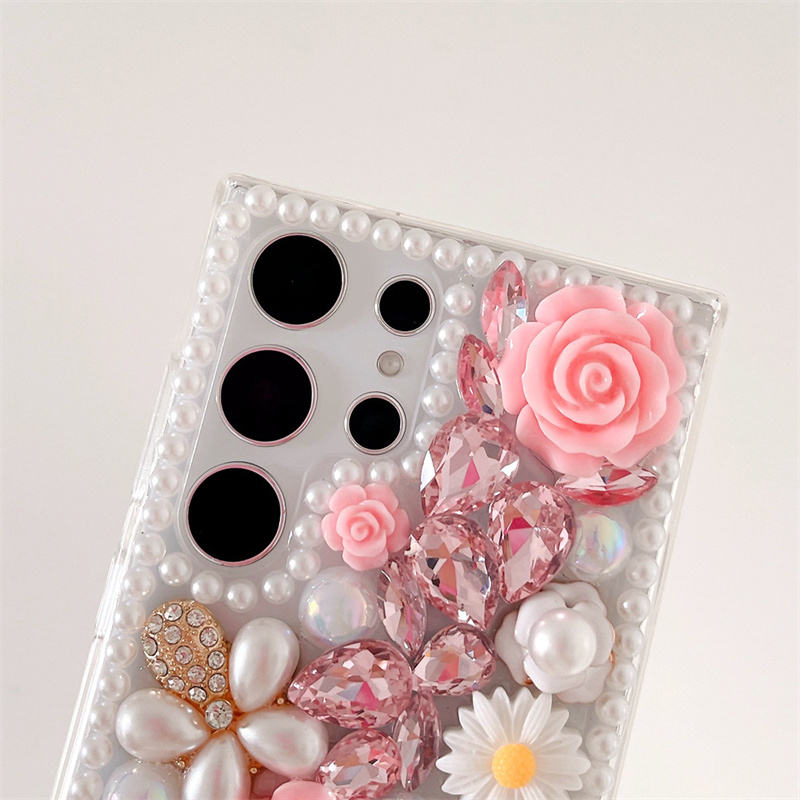 RoseBloom Pearl Crystal Case For Samsung