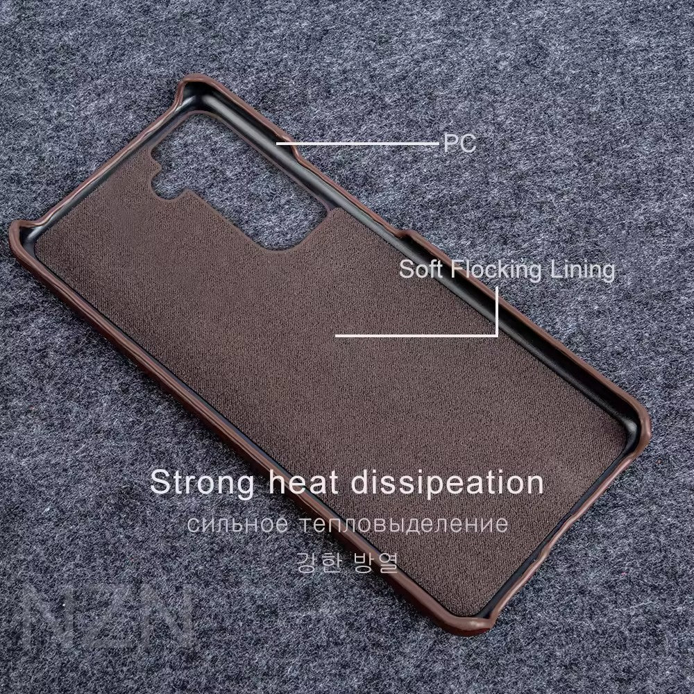 Luxury Real Leather S Series Phone Case For Samsung (Oil Wax Pattern)