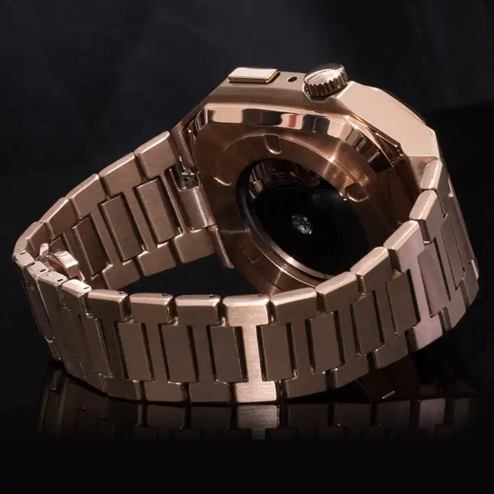 Premium Metal Case And Stainless Steel Straps For iWatch 41 MM - Rose Gold