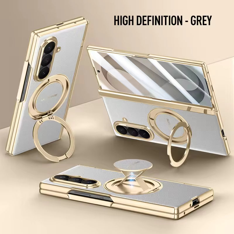 Glossy Metal Leather Case for Samsung Galaxy Z Fold 8 Ultra