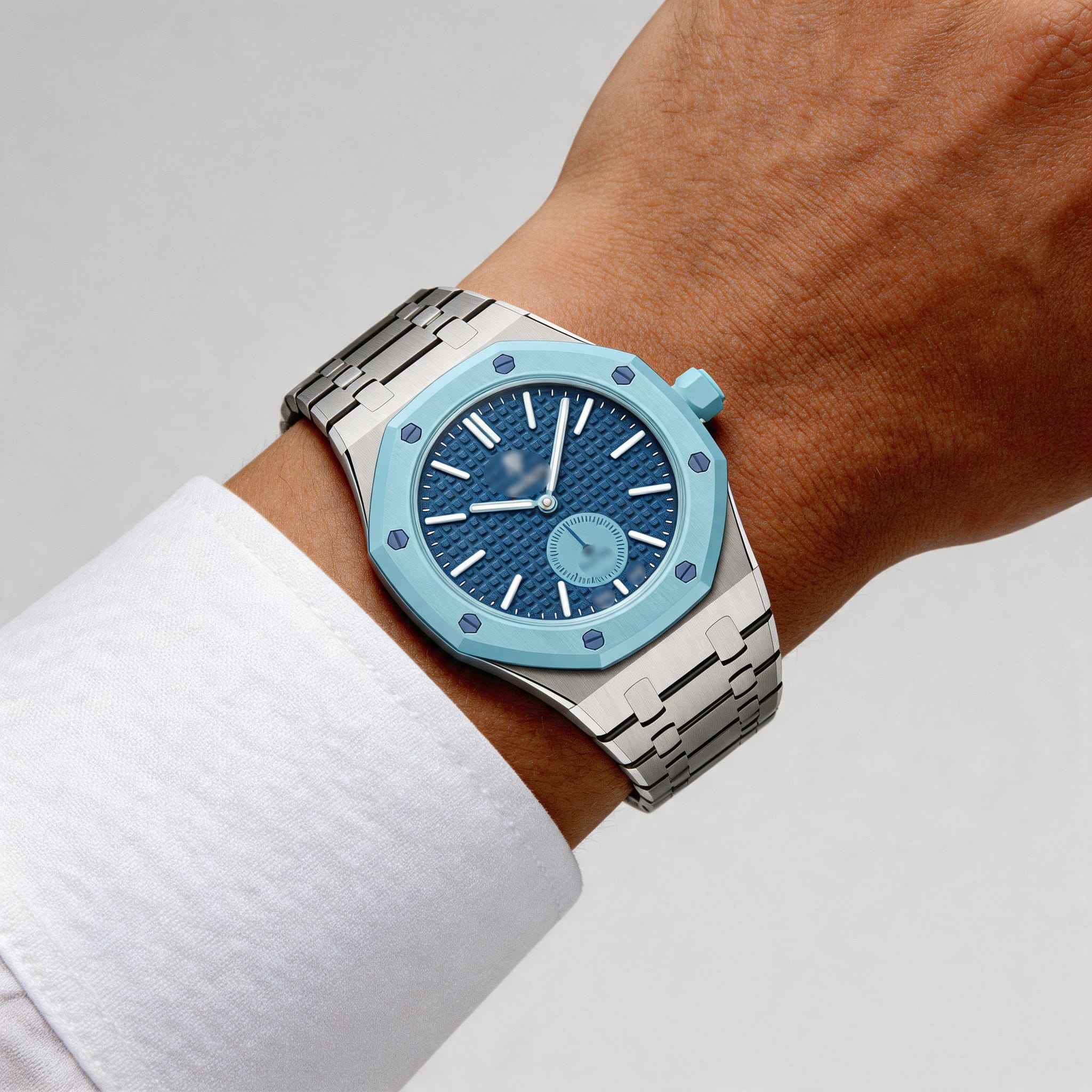 Luxury Stainless Steel Case with Metal Belt For Swatch (3 o'clock Position Crown)