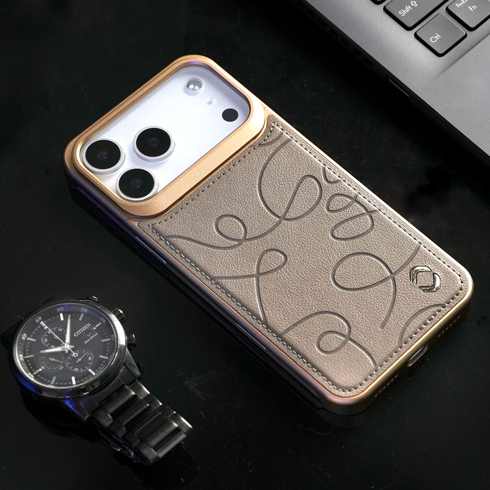 Pattern Leather Metal Case For iPhone