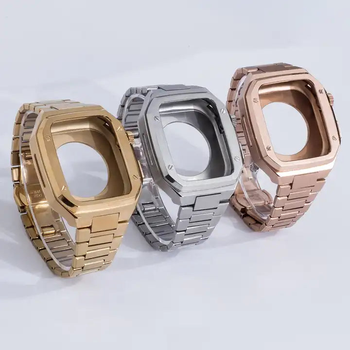 Premium Metal Case And Stainless Steel Straps For iWatch 41 MM - Rose Gold