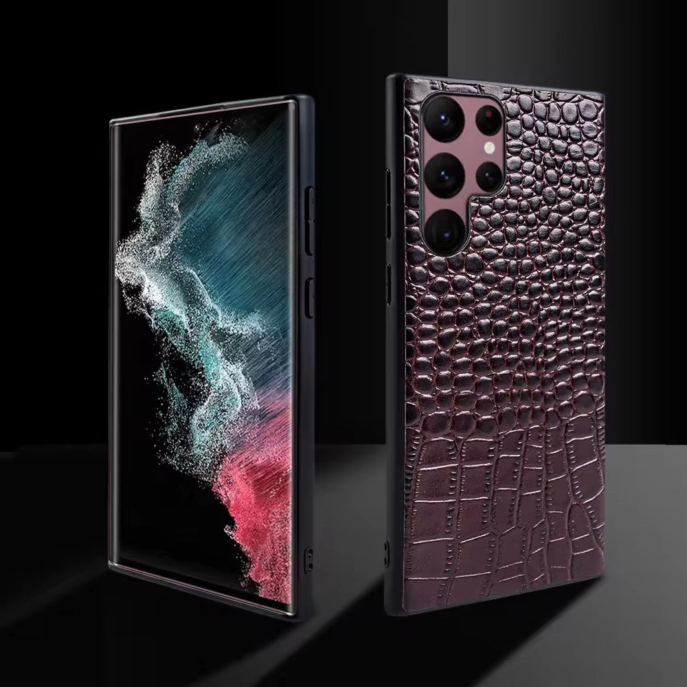 Luxury Real Leather S Series Phone Case For Samsung (Crocodile Pattern)
