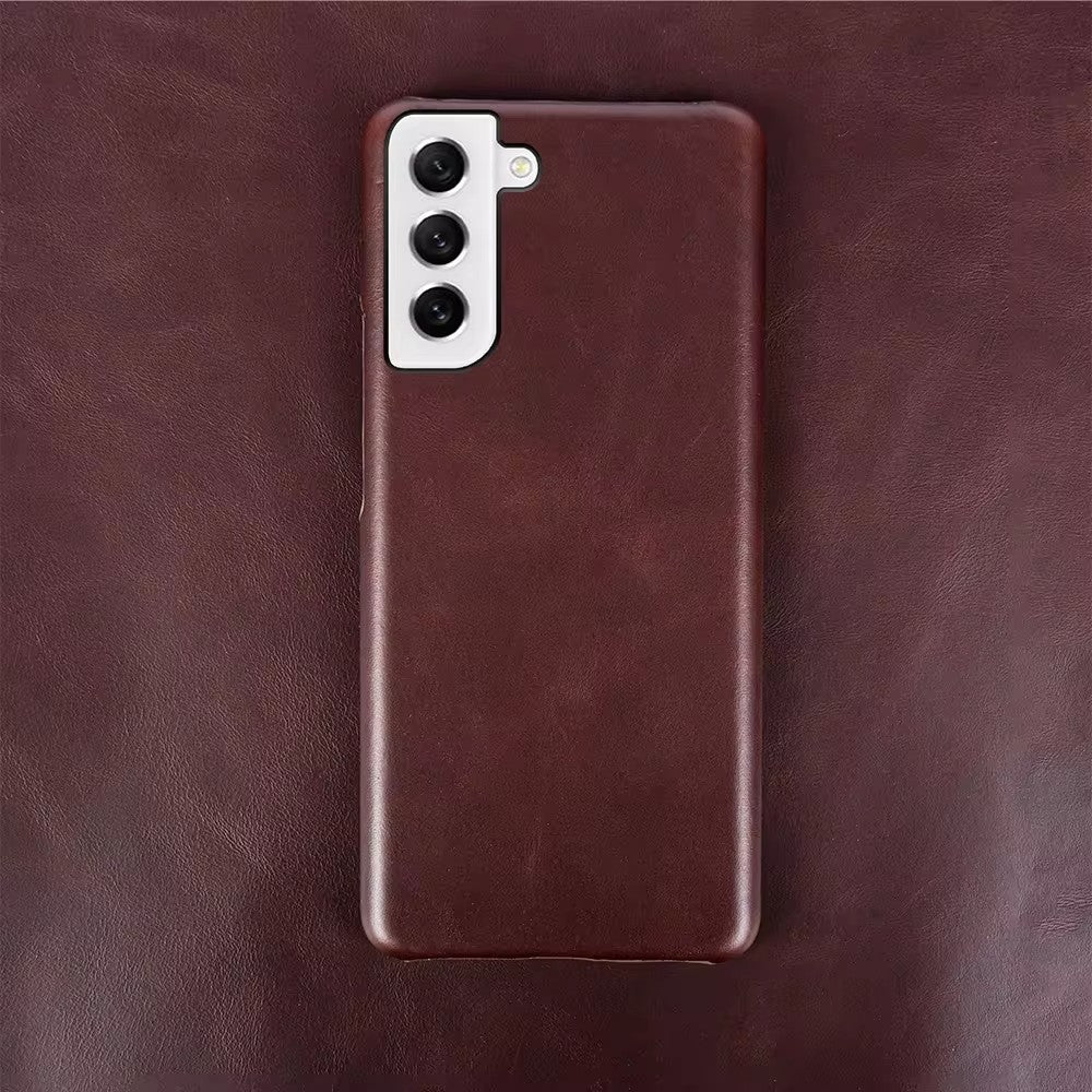 Luxury Real Leather S Series Phone Case For Samsung (Oil Wax Pattern)