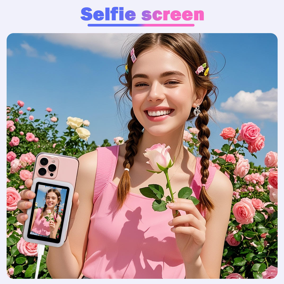 Light Vlog Selfie Monitor Screen for iPhone and Android ( with 4k 30 frame rate recording)
