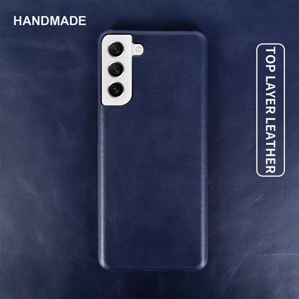 Luxury Real Leather S Series Phone Case For Samsung (Oil Wax Pattern)