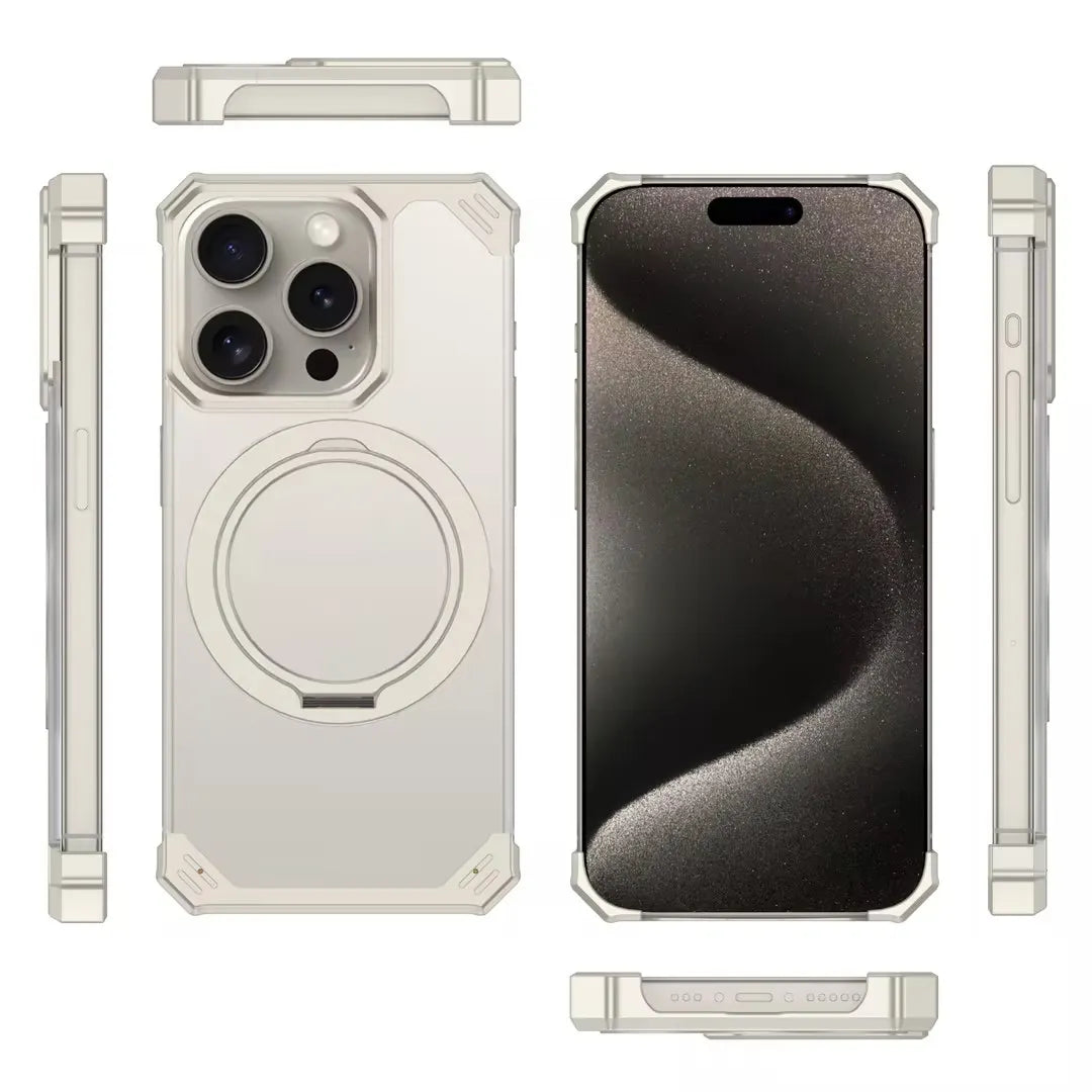 Glass And Aluminum Frame With Stand Case For iPhone