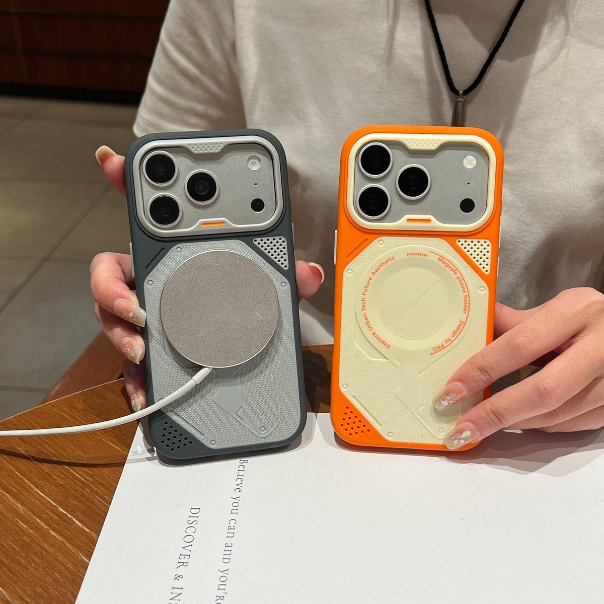 Stylish PC Magnetic Phone Case with Ring Stand for iPhone