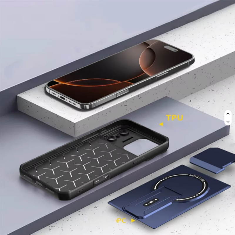 Lens And Back Kickstand Case For iPhone