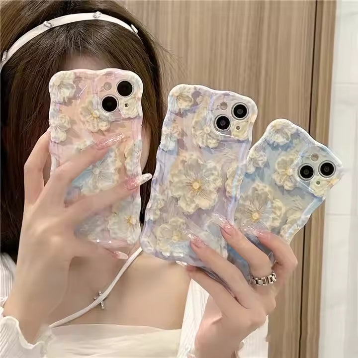 OilPaint White Flower Case For iPhone