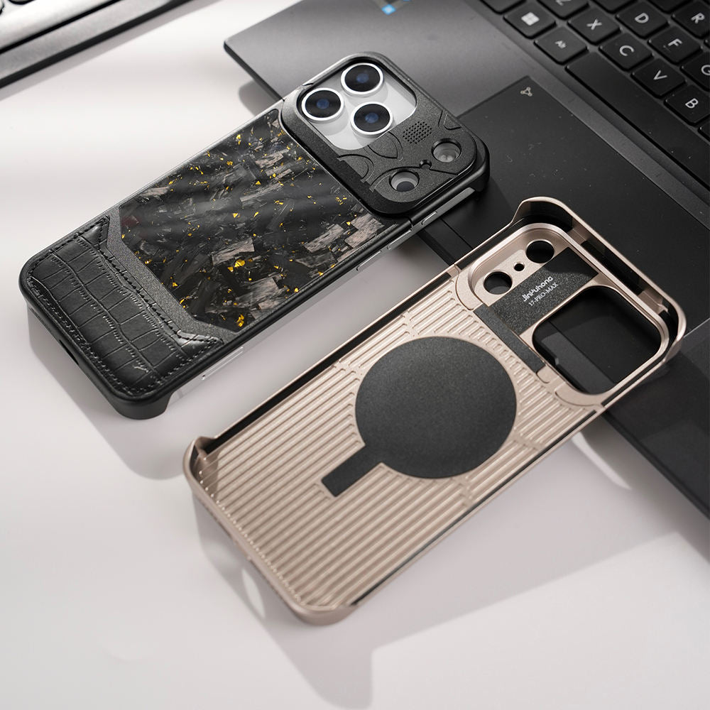 LeatherCarbon Metal Case For iPhone