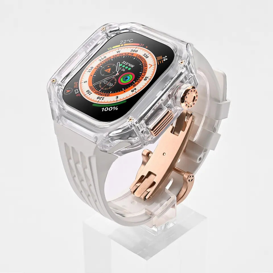 Transparent 49 MM Mod Kit Watch Case For Apple Ultra Watch (Orange - Black)