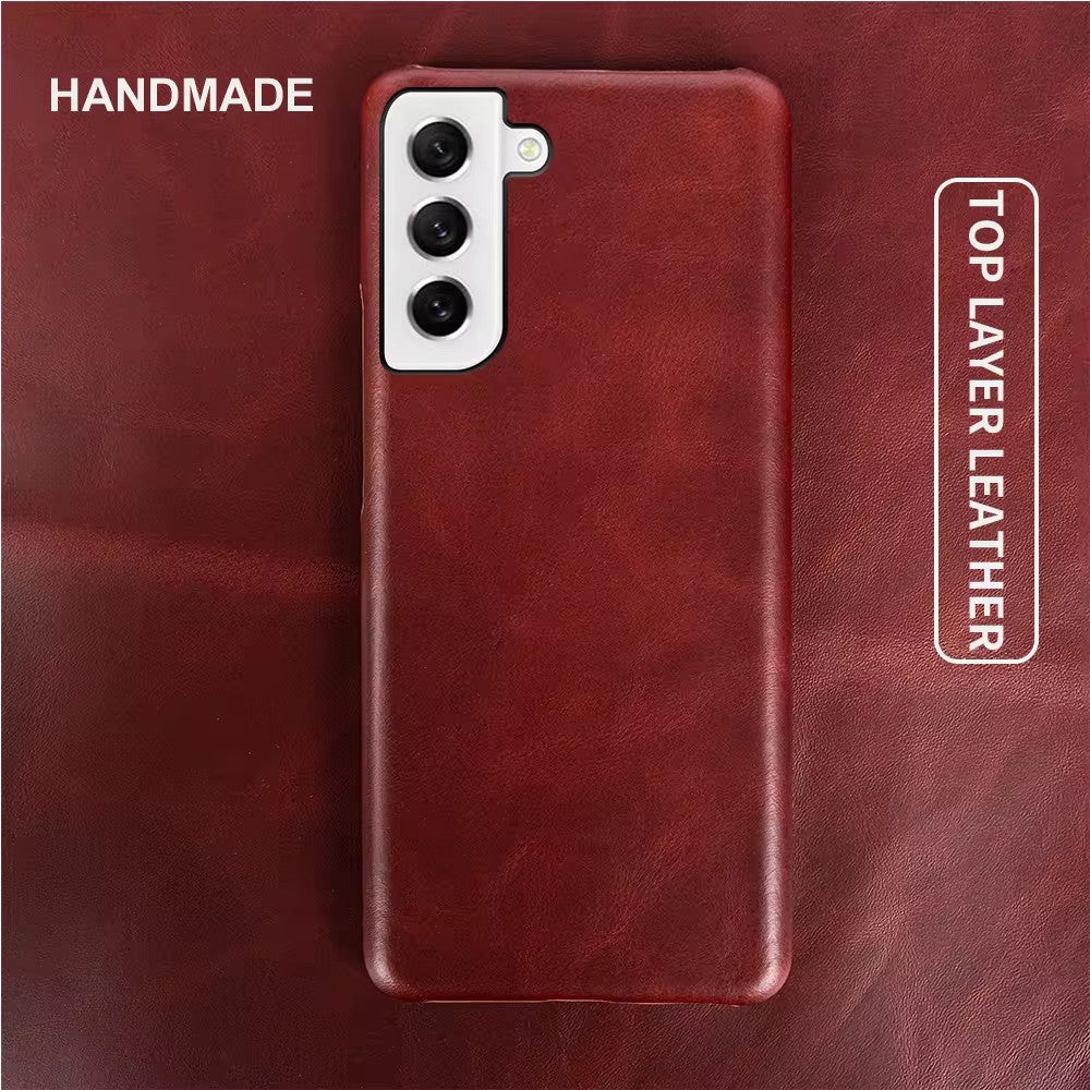 Luxury Real Leather S Series Phone Case For Samsung (Oil Wax Pattern)