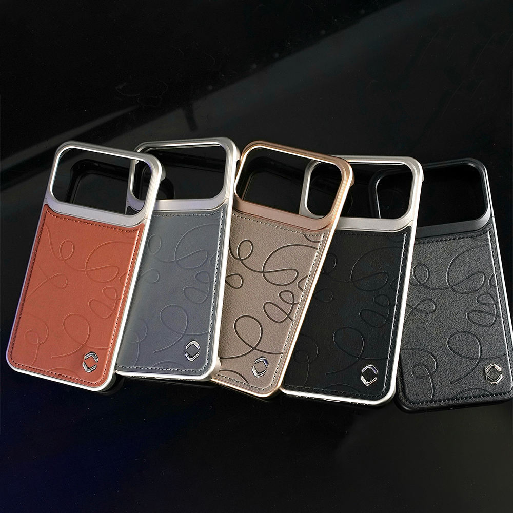 Pattern Leather Metal Case For iPhone