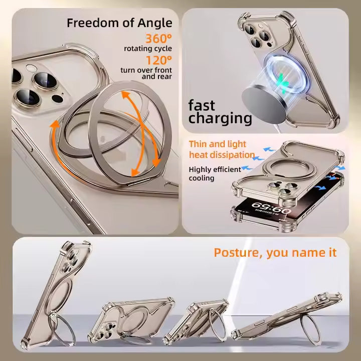 W Shape Case With 360 Rotation Stand For iPhone