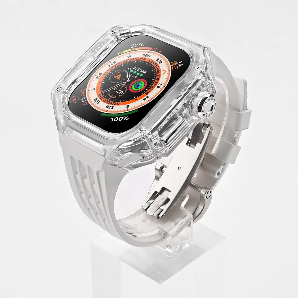 Transparent 49 MM Mod Kit Watch Case For Apple Ultra Watch (Orange - Black)