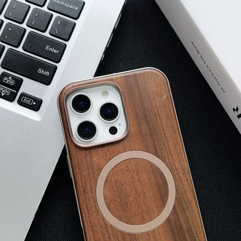 WoodenBack Metal Side Case For iPhone
