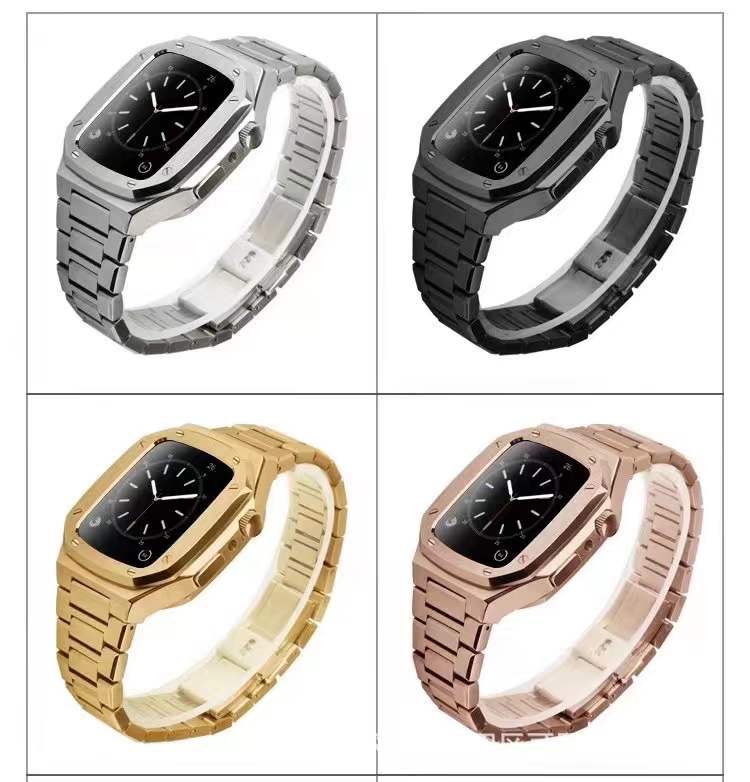 Premium Metal Case And Stainless Steel Straps For iWatch 41 MM - Rose Gold