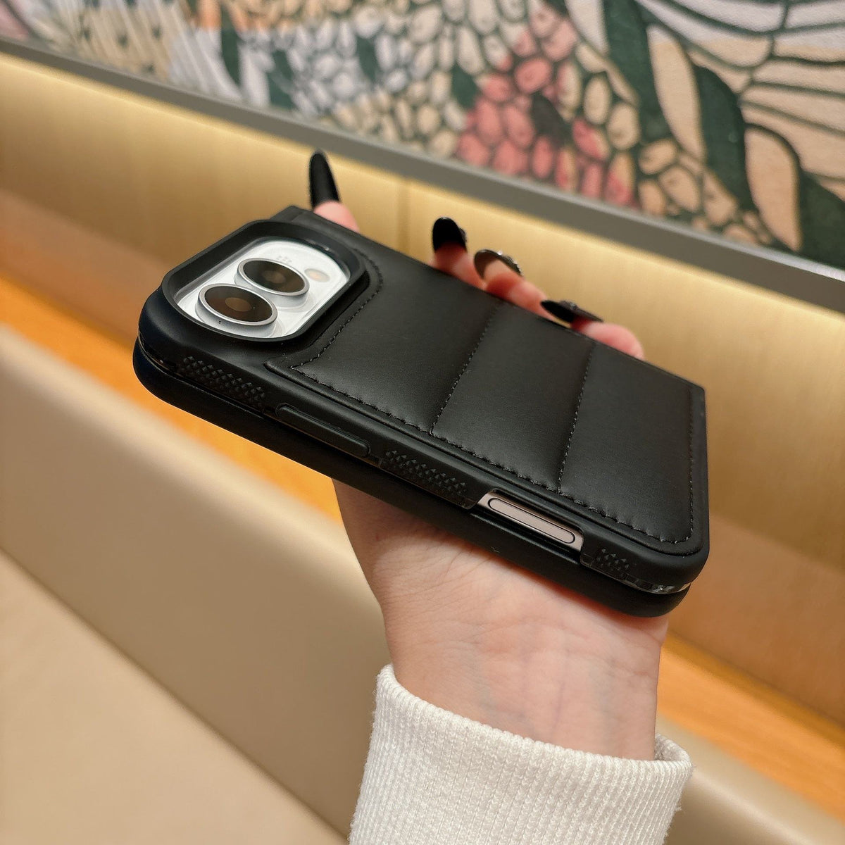 PufferLeather Design Case for iPhone Duo
