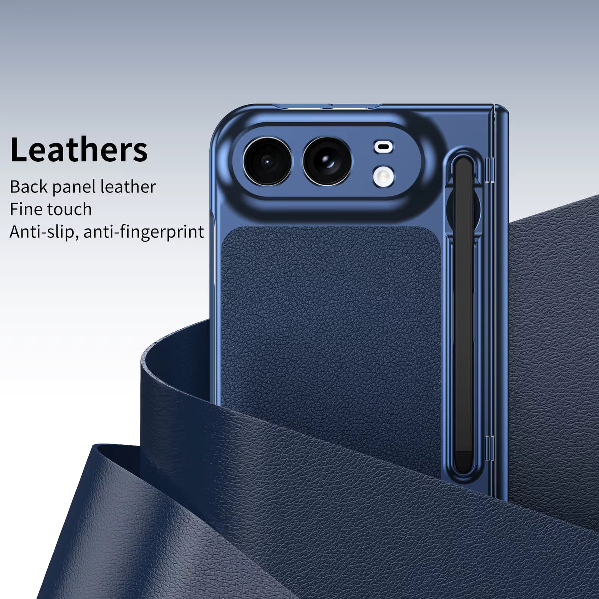 PenSlot LeatherTexture Hinge Protection Case For iPhone Duo