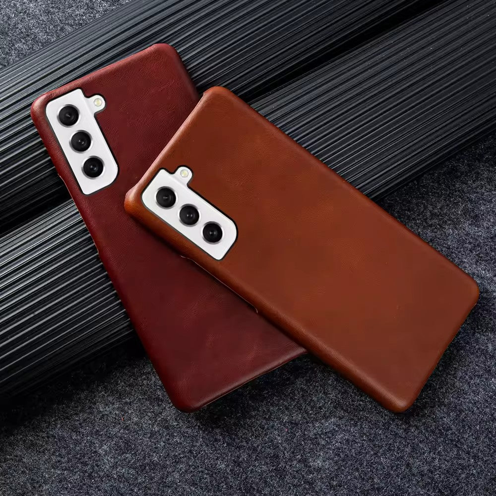 Luxury Real Leather S Series Phone Case For Samsung (Oil Wax Pattern)