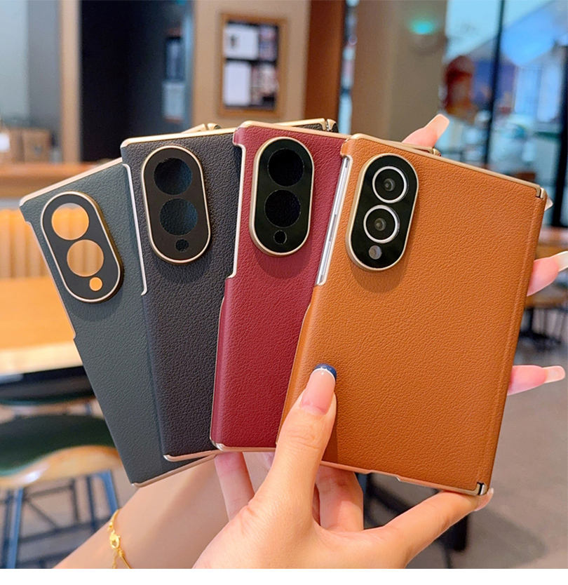 GoldBorder Lychee Pattern Case For Samsung Fold