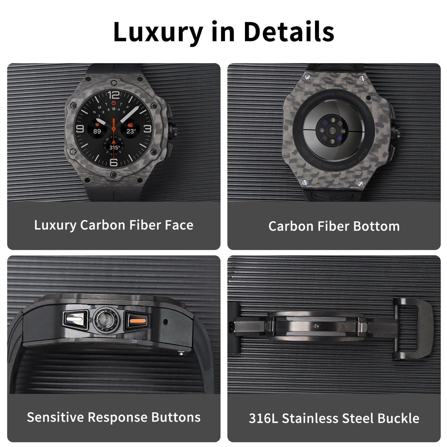 Carbon Fiber Watch Case For Samsung Watch