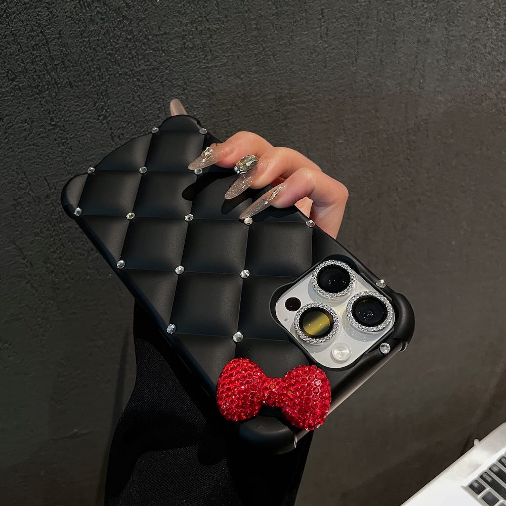 Luxury Quilted Bow Design Case For iPhone