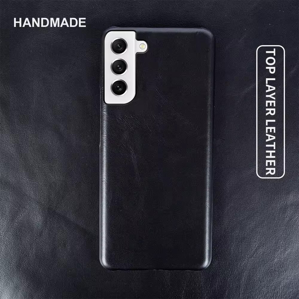 Luxury Real Leather S Series Phone Case For Samsung (Oil Wax Pattern)