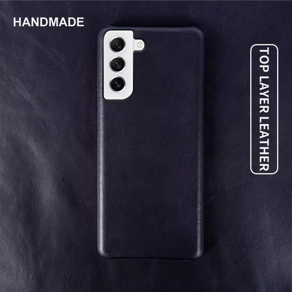 Luxury Real Leather S Series Phone Case For Samsung (Oil Wax Pattern)