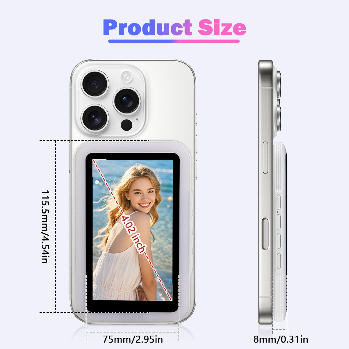 Light Vlog Selfie Monitor Screen for iPhone and Android ( with 4k 30 frame rate recording)