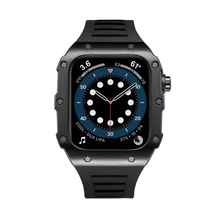 Auriglo Silicone Band Silicon Strap Metal Cover gold-black (44/45mm)