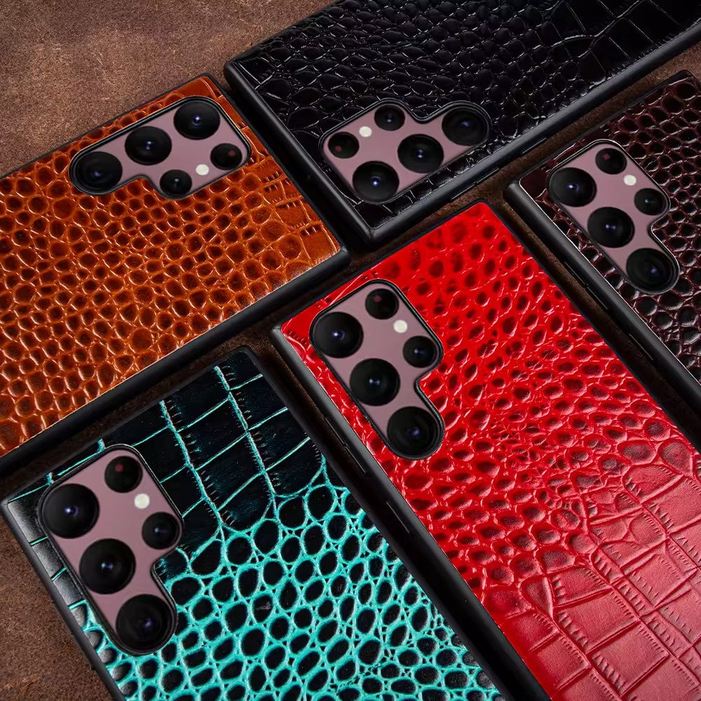 Luxury Real Leather S Series Phone Case For Samsung (Crocodile Pattern)