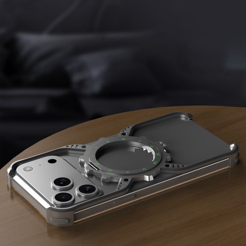 King X Mechanical Gear With Pivot Ring Stand Case For iPhone