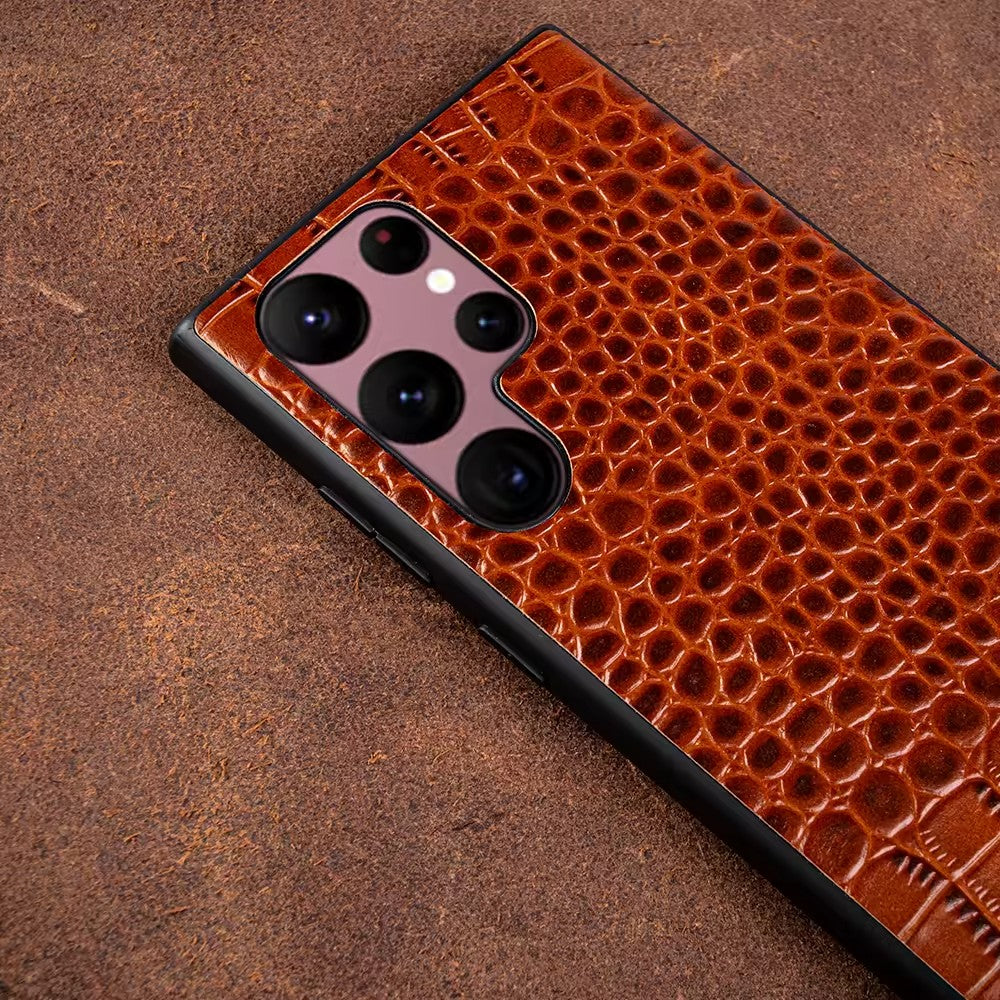 Luxury Real Leather S Series Phone Case For Samsung (Crocodile Pattern)