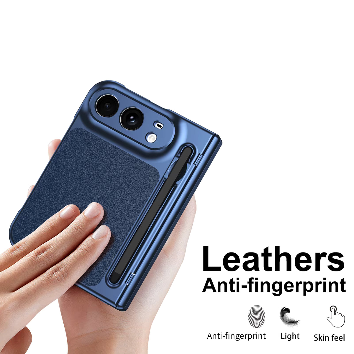 PenSlot LeatherTexture Hinge Protection Case For iPhone Duo