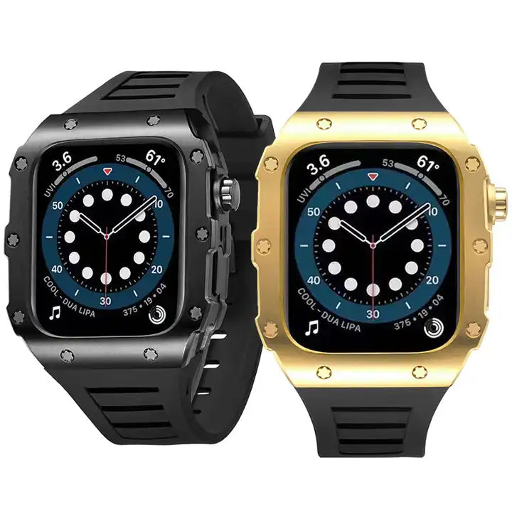 Auriglo Silicone Band Silicon Strap Metal Cover gold-black (44/45mm)