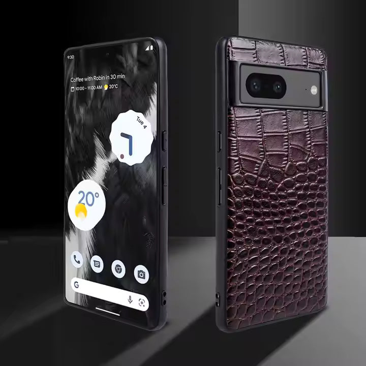Genuine Leather Case For Google Pixel Phone (Crocodile Pattern)
