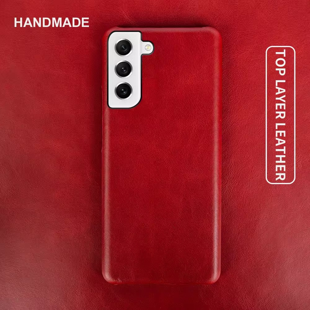 Luxury Real Leather S Series Phone Case For Samsung (Oil Wax Pattern)