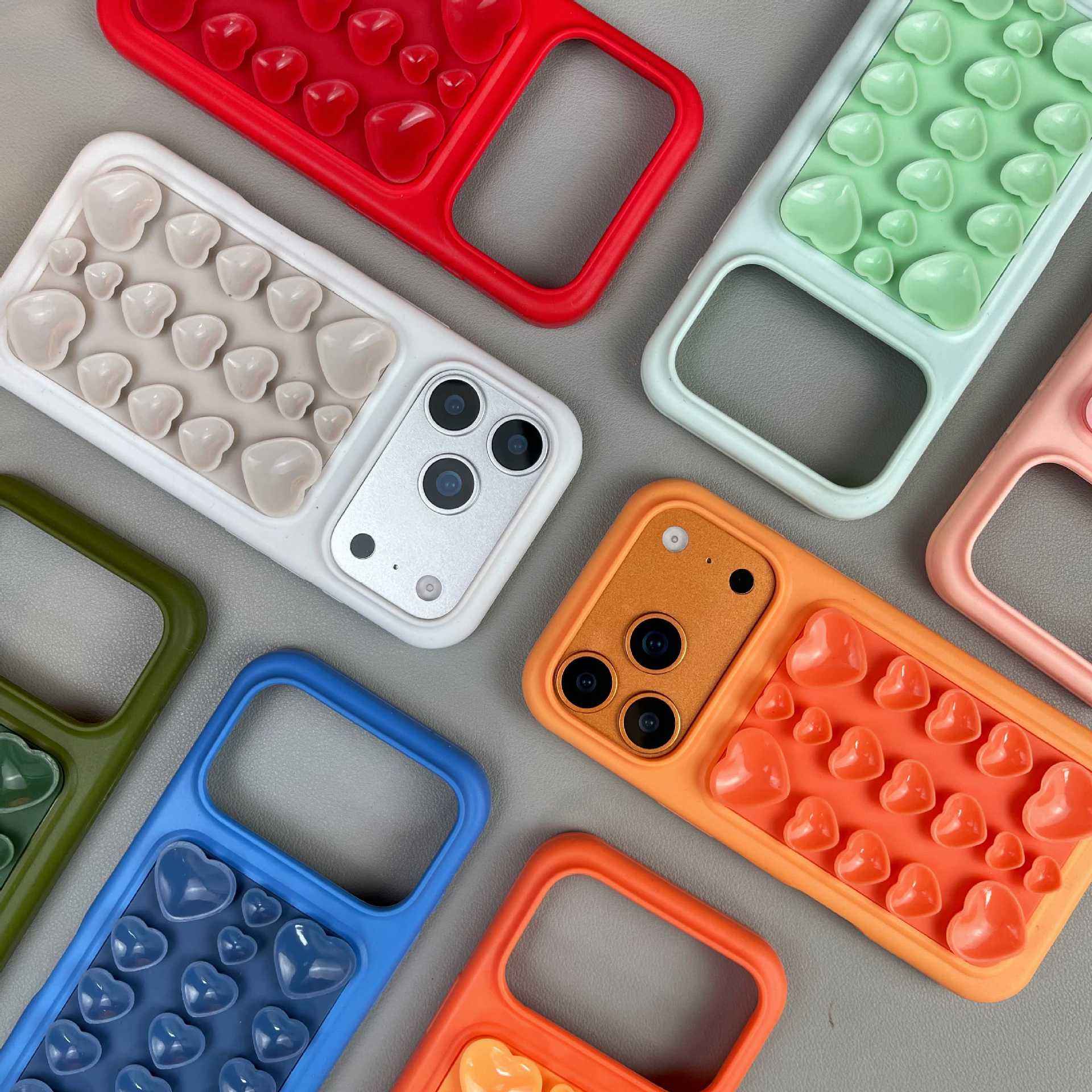 3D Heart StickyPad Case For iPhone