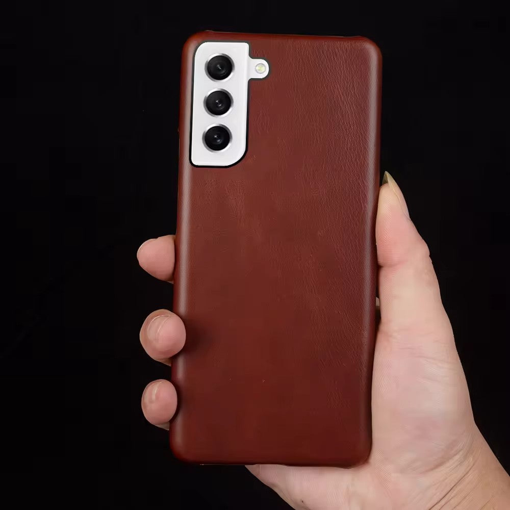 Luxury Real Leather S Series Phone Case For Samsung (Oil Wax Pattern)