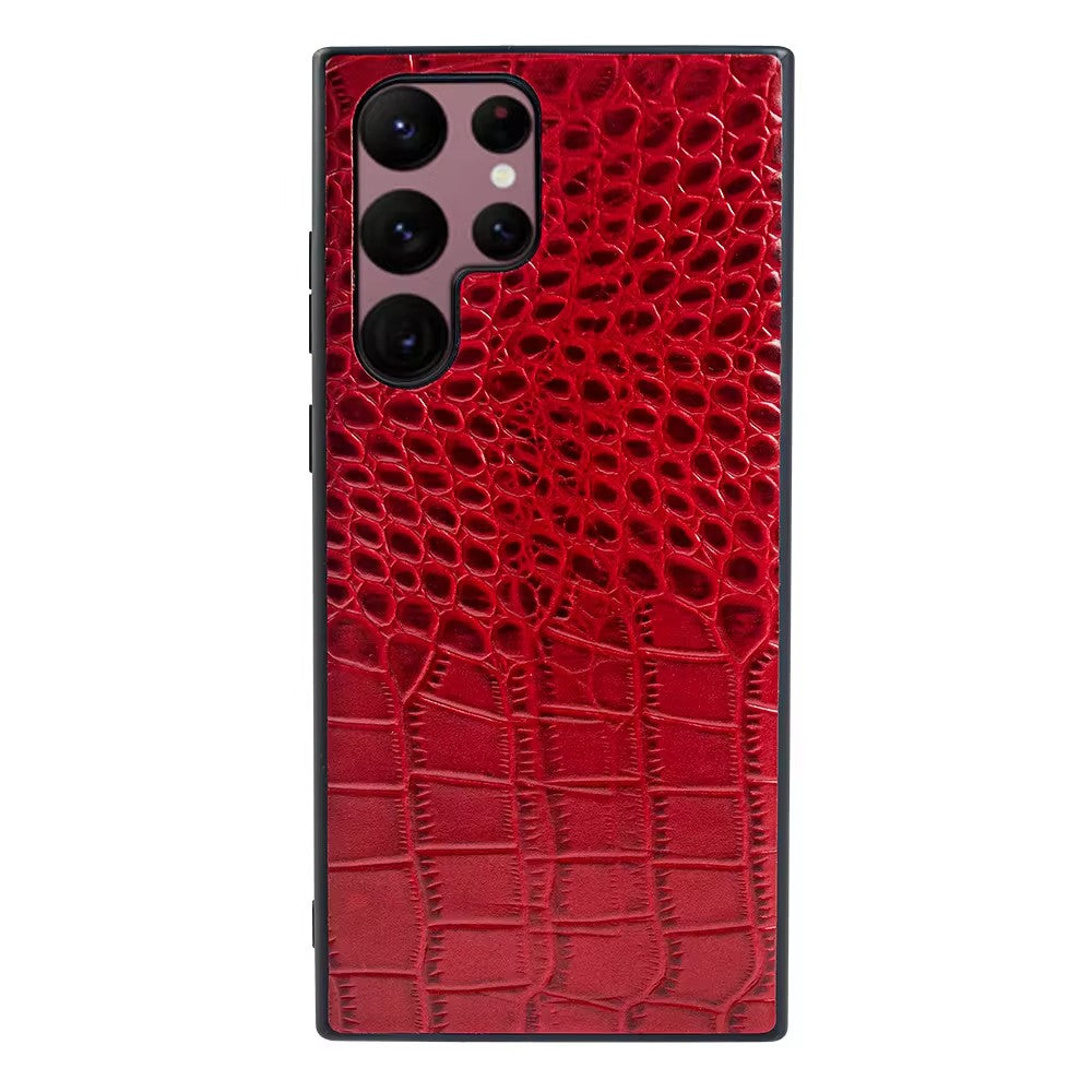 Luxury Real Leather S Series Phone Case For Samsung (Crocodile Pattern)