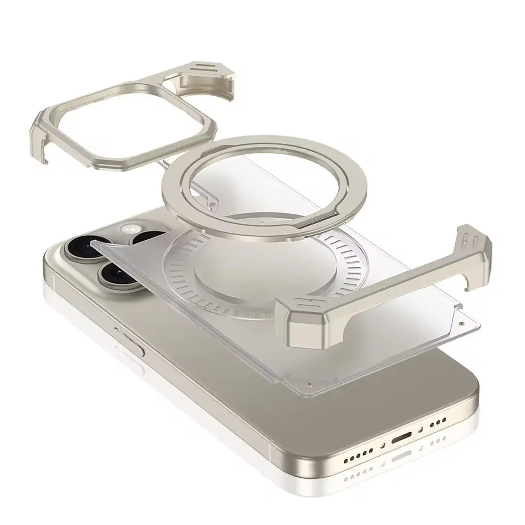 Glass And Aluminum Frame With Stand Case For iPhone