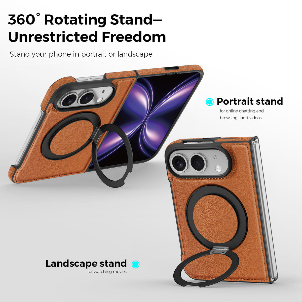 Leather 360 Magnetic Stand Case for iPhone Duo
