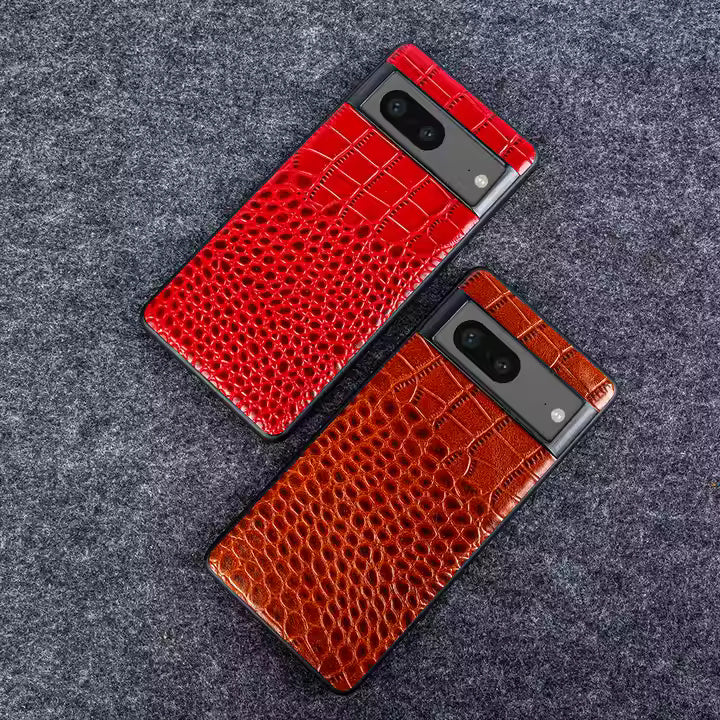 Genuine Leather Case For Google Pixel Phone (Crocodile Pattern)