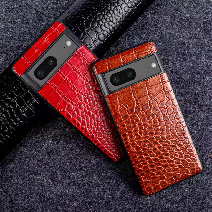 Genuine Leather Case For Google Pixel Phone (Crocodile Pattern)